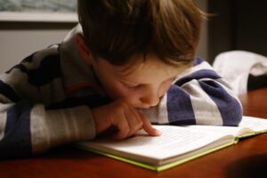 A child learning maths at home