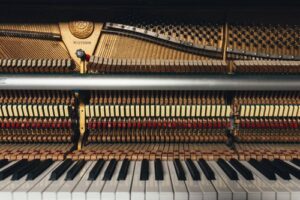 A golden concert piano