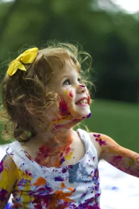 A young child learning through play