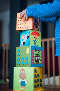 Kids learning through play with building blocks