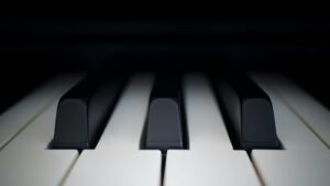 A close of piano keys