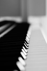 A close up of piano keys