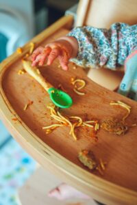 A messy child's leftover food