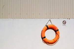 A life preserver ring hanging on a wall